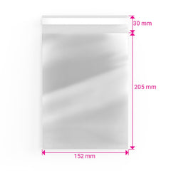 Cello Bags (Non-Header) Clear 205 x 152 mm