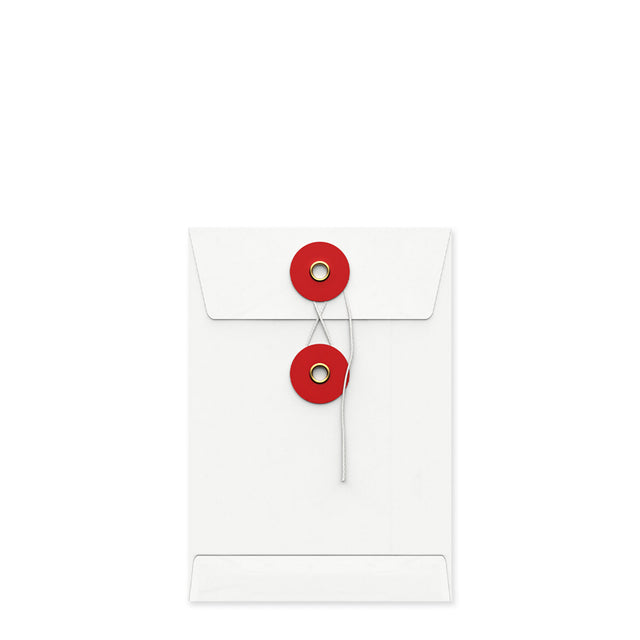 Coloured envelopes with string and washer closure White + Red 162 x 114 mm (C6)