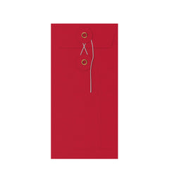 Coloured envelopes with string and washer closure Red 220 x 110 mm (DL)
