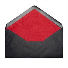 Paper Lined Envelopes Black + Red Fancy Paper 110 x 220 mm (DL)